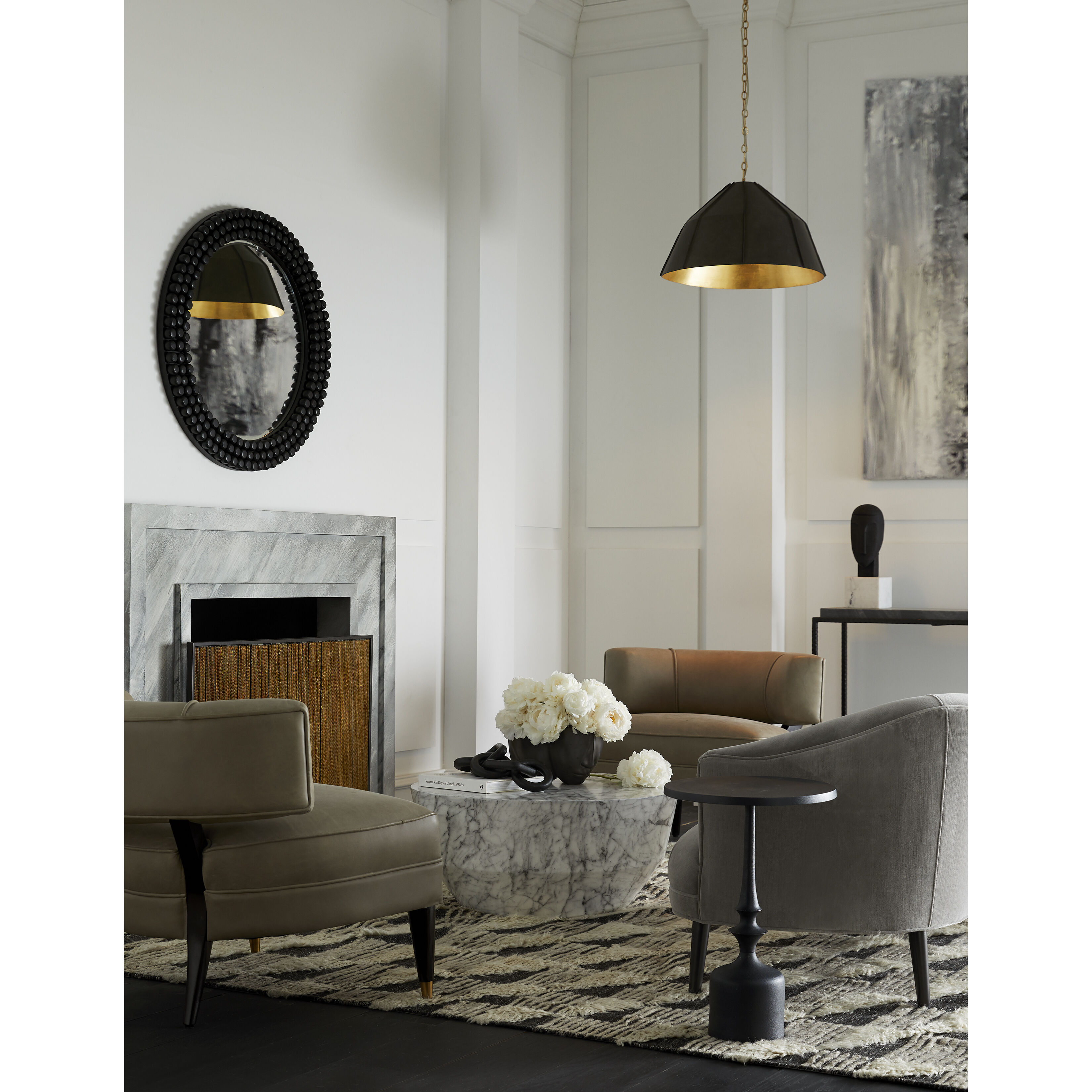 Ireland 1 Light 24 inch Graphite and Gold Leaf Pendant Ceiling Light